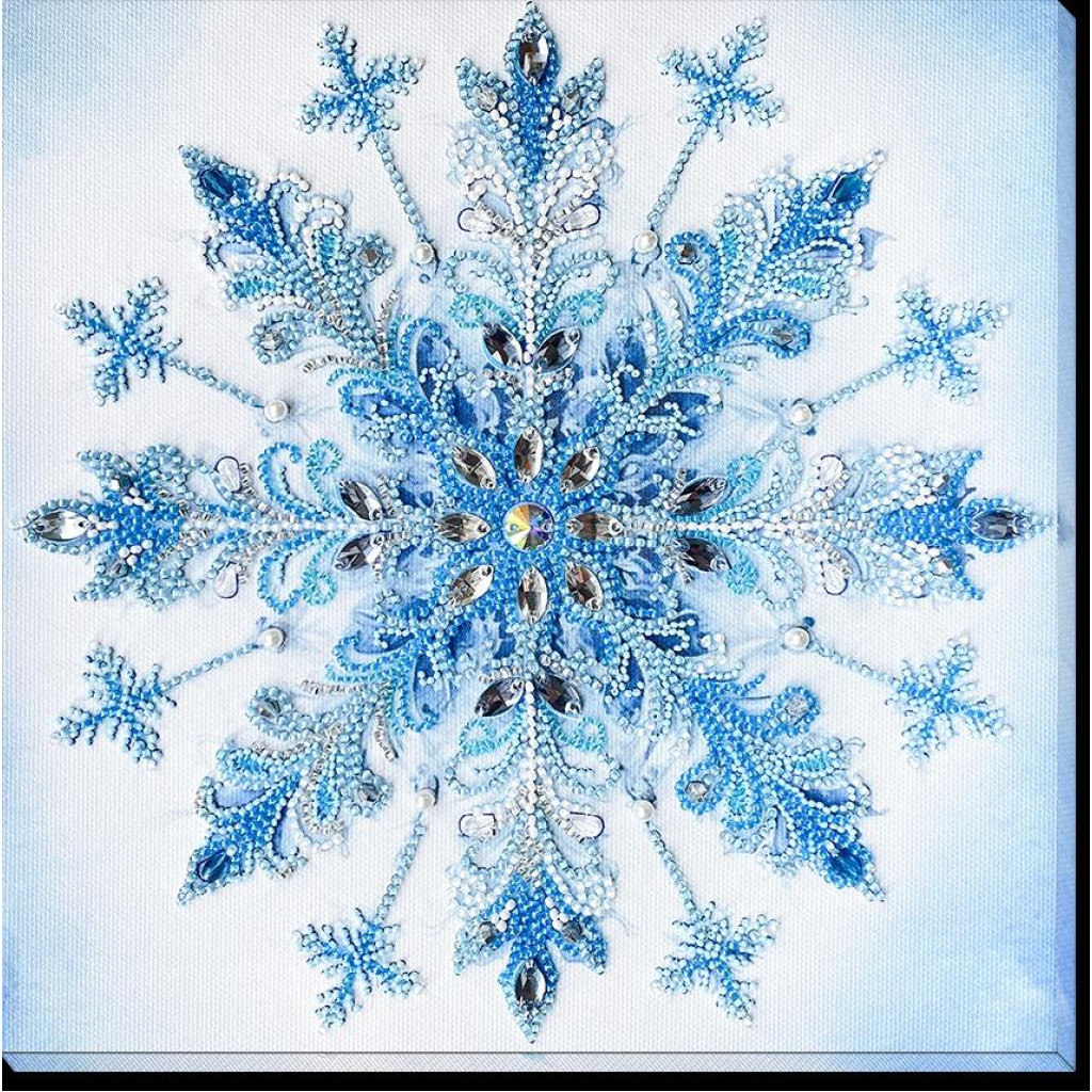 Набор для вышивки бисером на натуральном художественном холсте "Зимние узоры", AB-963