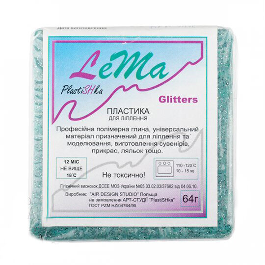 Пластика "Lema Glitters" 0,064 кг, смарагдовий камінь, 0412, 4012