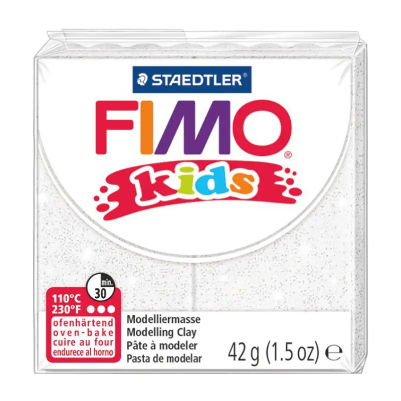 Пластика Fimo kids, біла з блискітками, 42 г 1