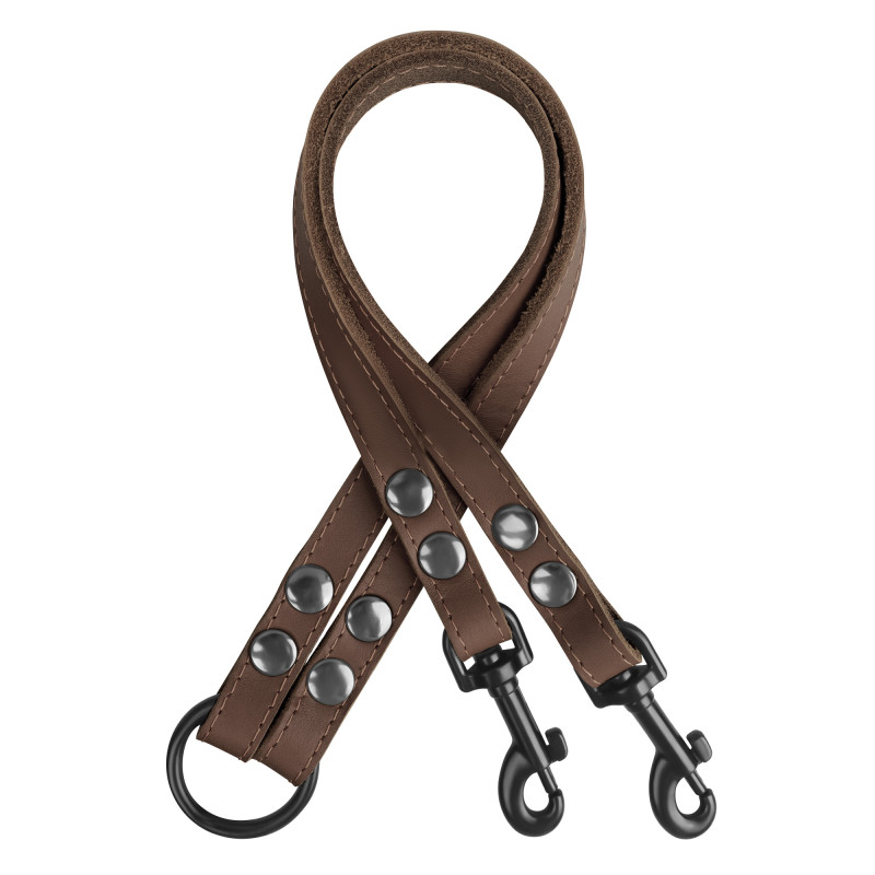 Поводок-спарка для собак кожаный Barksi Classic (ширина 10мм, длина 40см) коричневый 2