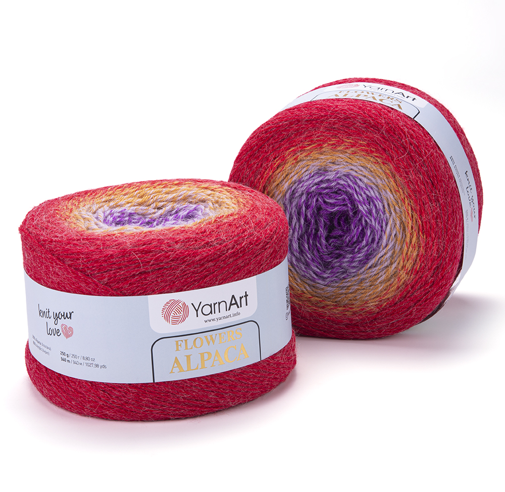 Пряжа YarnArt Flowers Alpaca, шерсть альпака 20%  акрил 80%, 250 г, 940 м, разноцветная 419