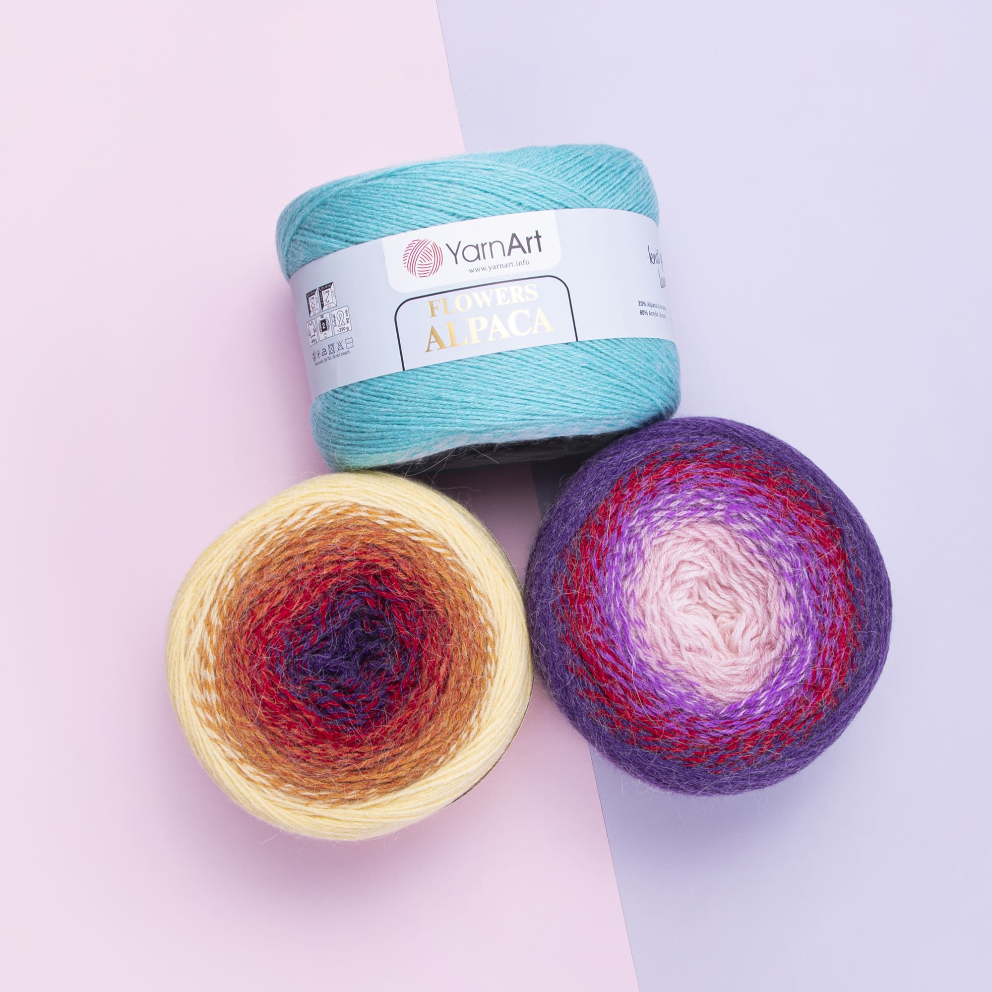 Пряжа YarnArt Flowers Alpaca, шерсть альпака 20%  акрил 80%, 250 г, 940 м, ріазноцветная 437 2