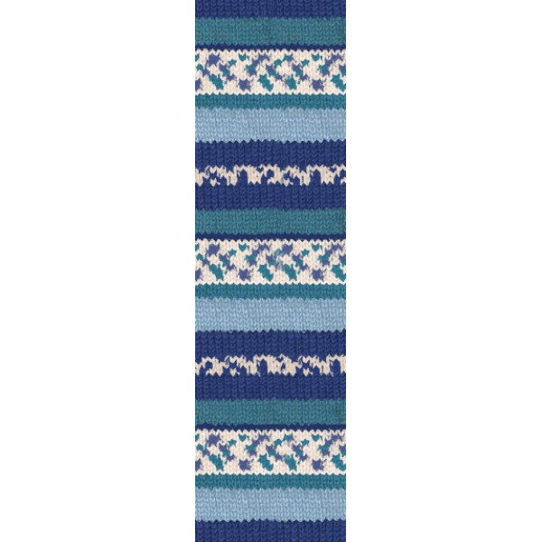 Пряжа шкарпеткова 75% вовна, 25% поліамід, 100 г, 420 м, 7708 Синій+бірюза, ТМ Alize 1