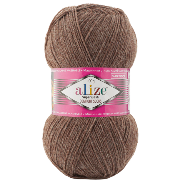 Пряжа шкарпеткова 75% вовна, 25% поліамід, 100 г, 420 м, 240 Моко меланж, ТМ Alize