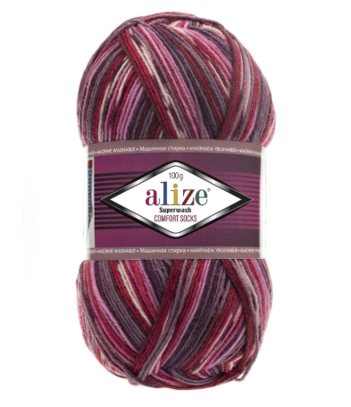 Пряжа шкарпеткова 75% вовна, 25% поліамід, 100 г, 420 м, 2698 Рожевий меланж, ТМ Alize