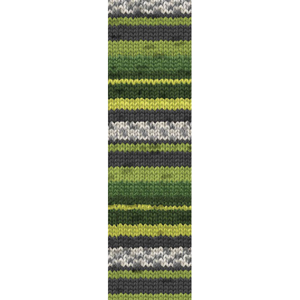 Пряжа шкарпеткова 75% вовна, 25% поліамід, 100 г, 420 м, 2696 Зелено-сіро-жовтий, ТМ Alize 1