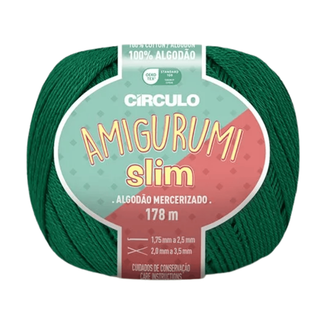Пряжа 5076 Зелений (100% бавовна ,70 г, 178 м, 6 мот. в уп), ТМ "Amigurumi Slim"