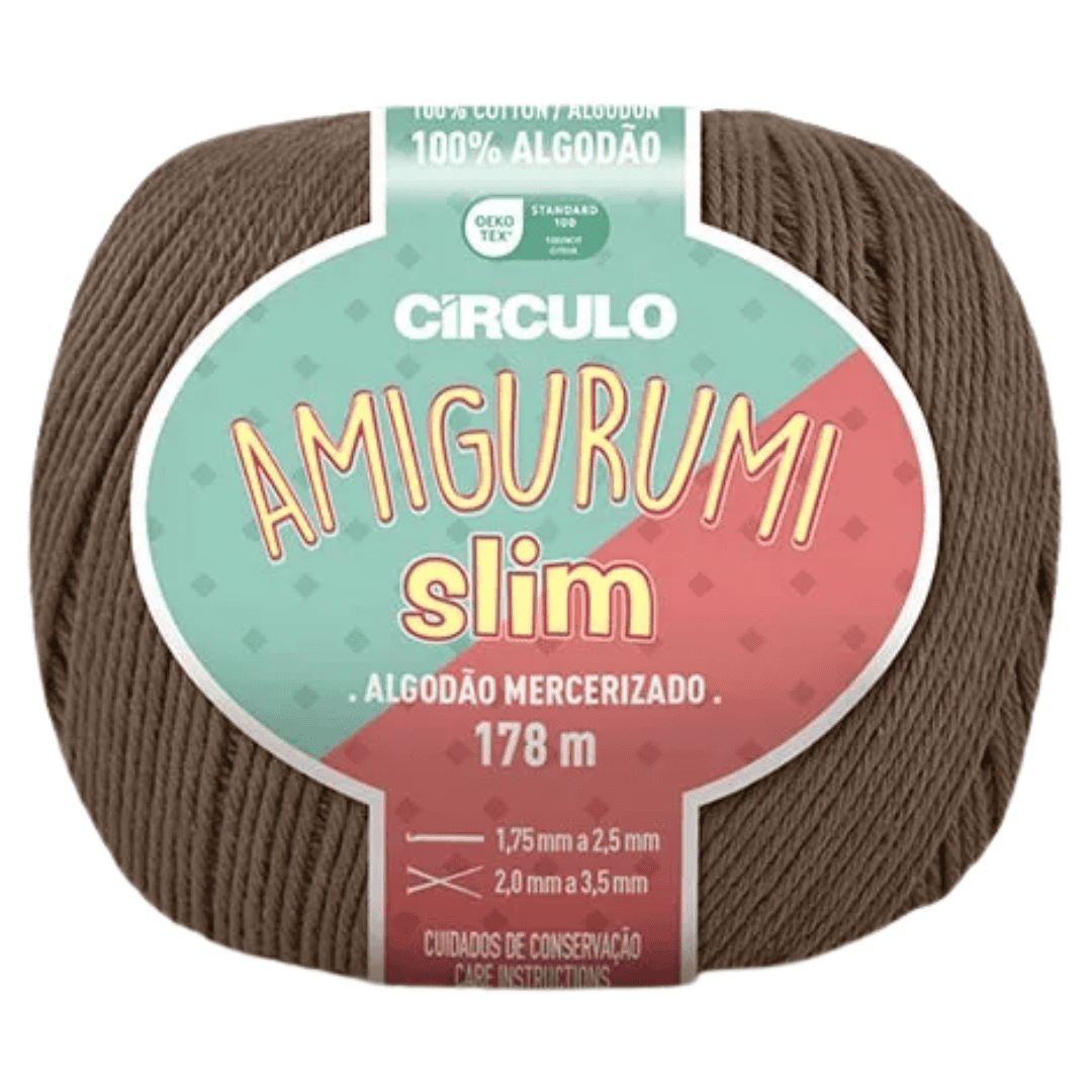 Пряжа 7603 Коричневий (100% бавовна ,70 г, 178 м, 6 мот. в уп), ТМ "Amigurumi Slim"