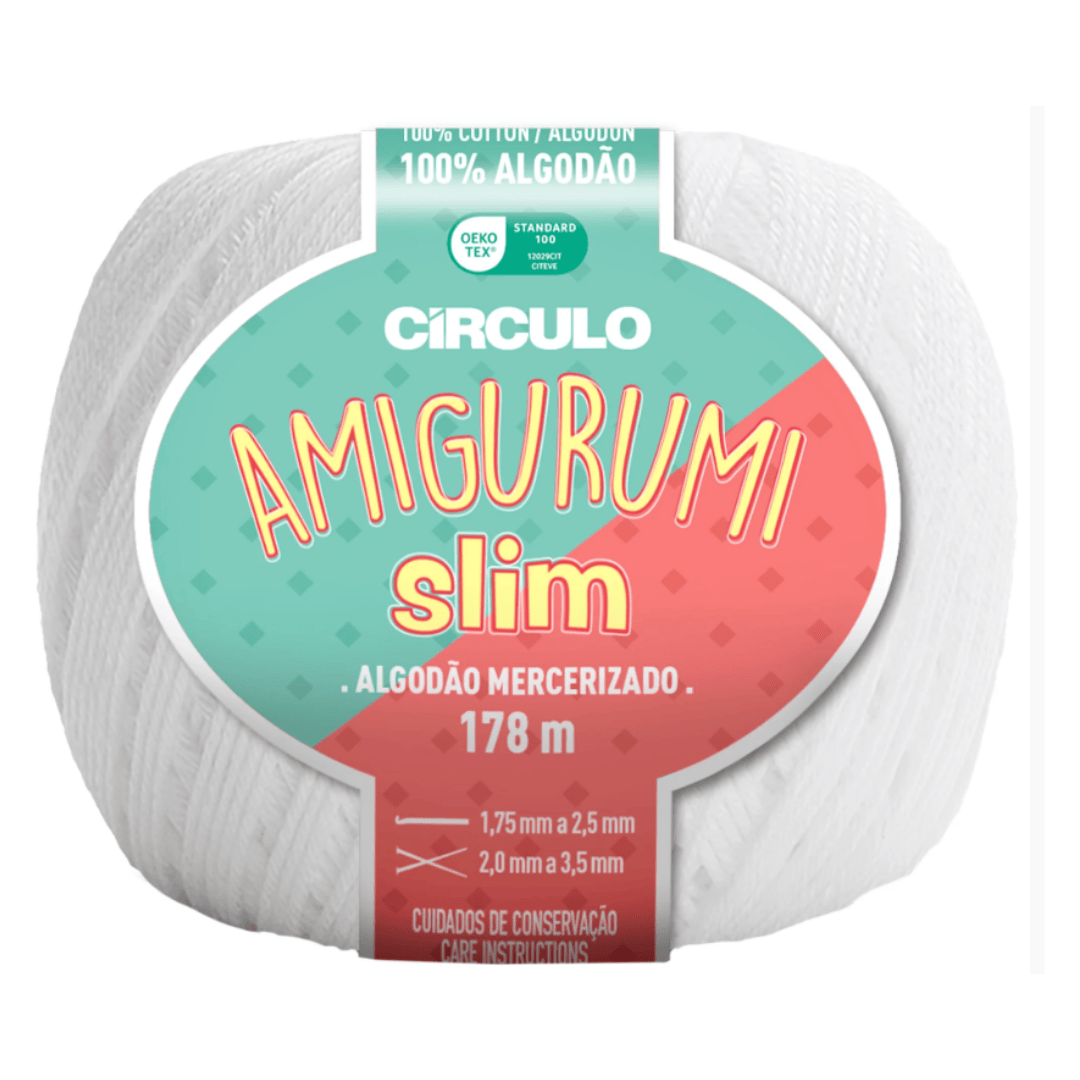 Пряжа 8001 Білий (100% бавовна ,70 г, 178 м, 6 мот. в уп), ТМ "Amigurumi Slim"