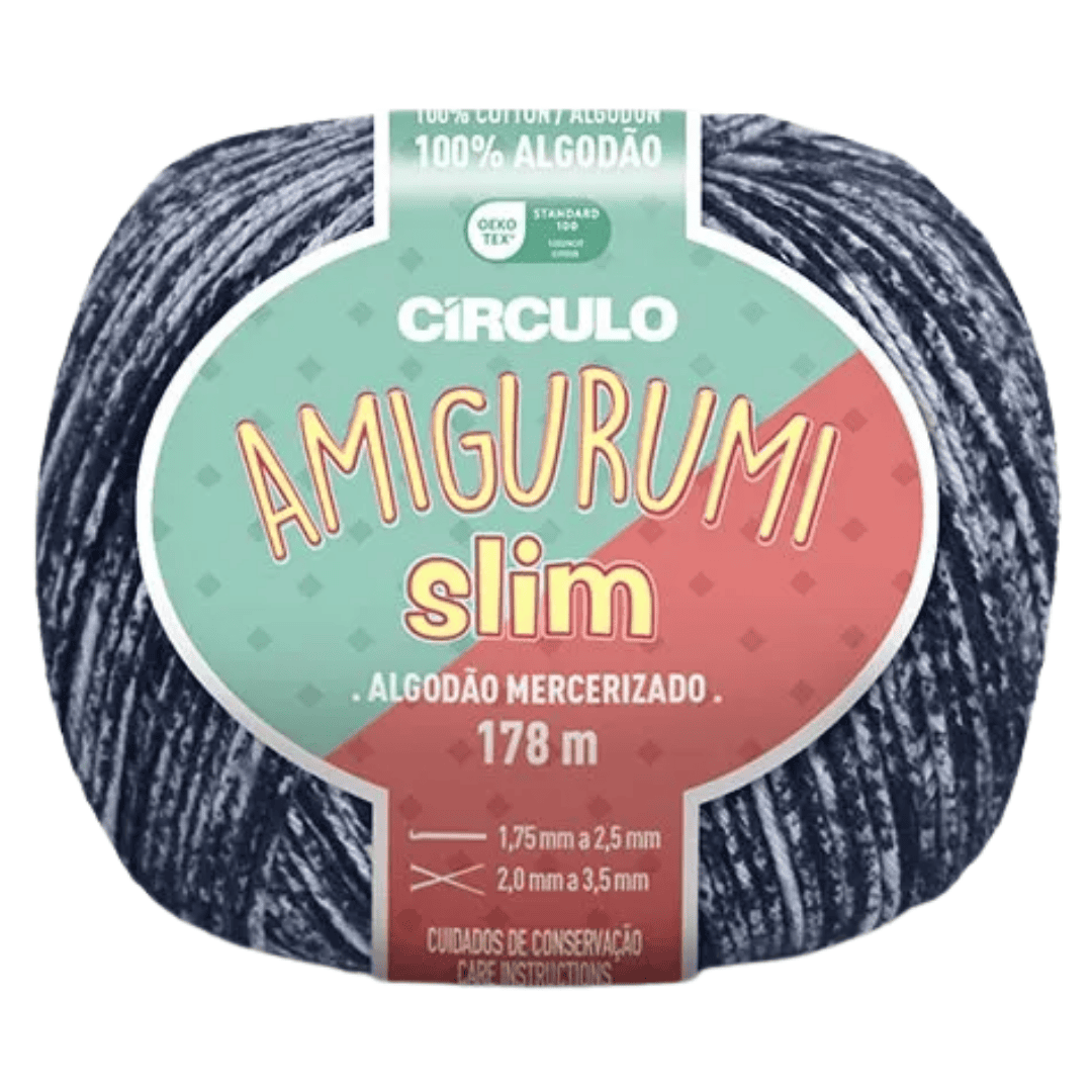 Пряжа 8736 Сіро-блакитний (100% бавовна ,70 г, 178 м, 6 мот. в уп), ТМ "Amigurumi Slim"