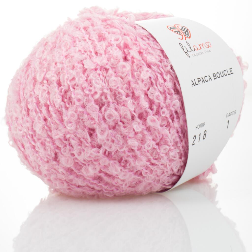 Пряжа букле 218 Ніжно рожевий, ТМ filamo - Alpaca Boucle