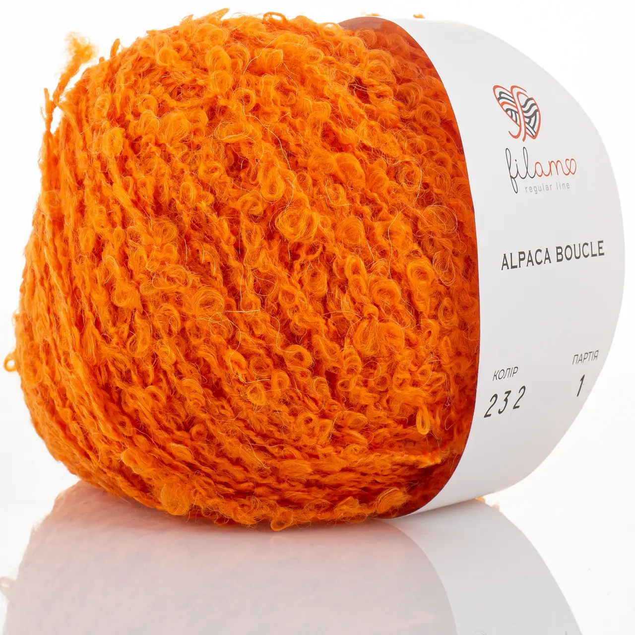 Пряжа букле 232 Оранж, ТМ filamo - Alpaca Boucle