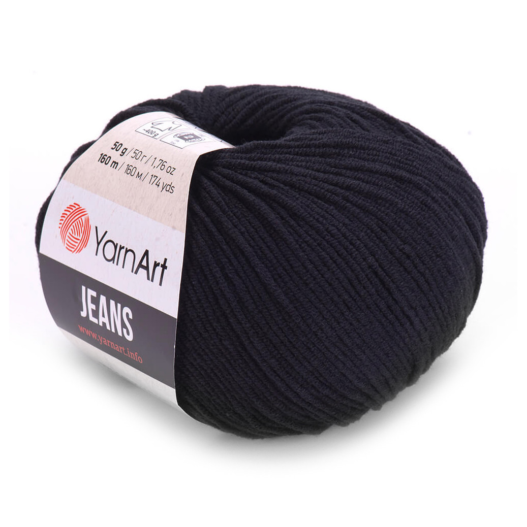 Пряжа напівбавовна 53 Чорний, ТМ Yarn Art - Jeans