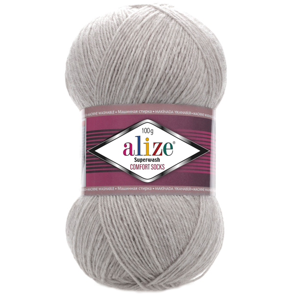Пряжа шкарпеткова 75% вовна, 25% поліамід, 100 г, 420 м, 21 Ніжно-сірий, ТМ Alize