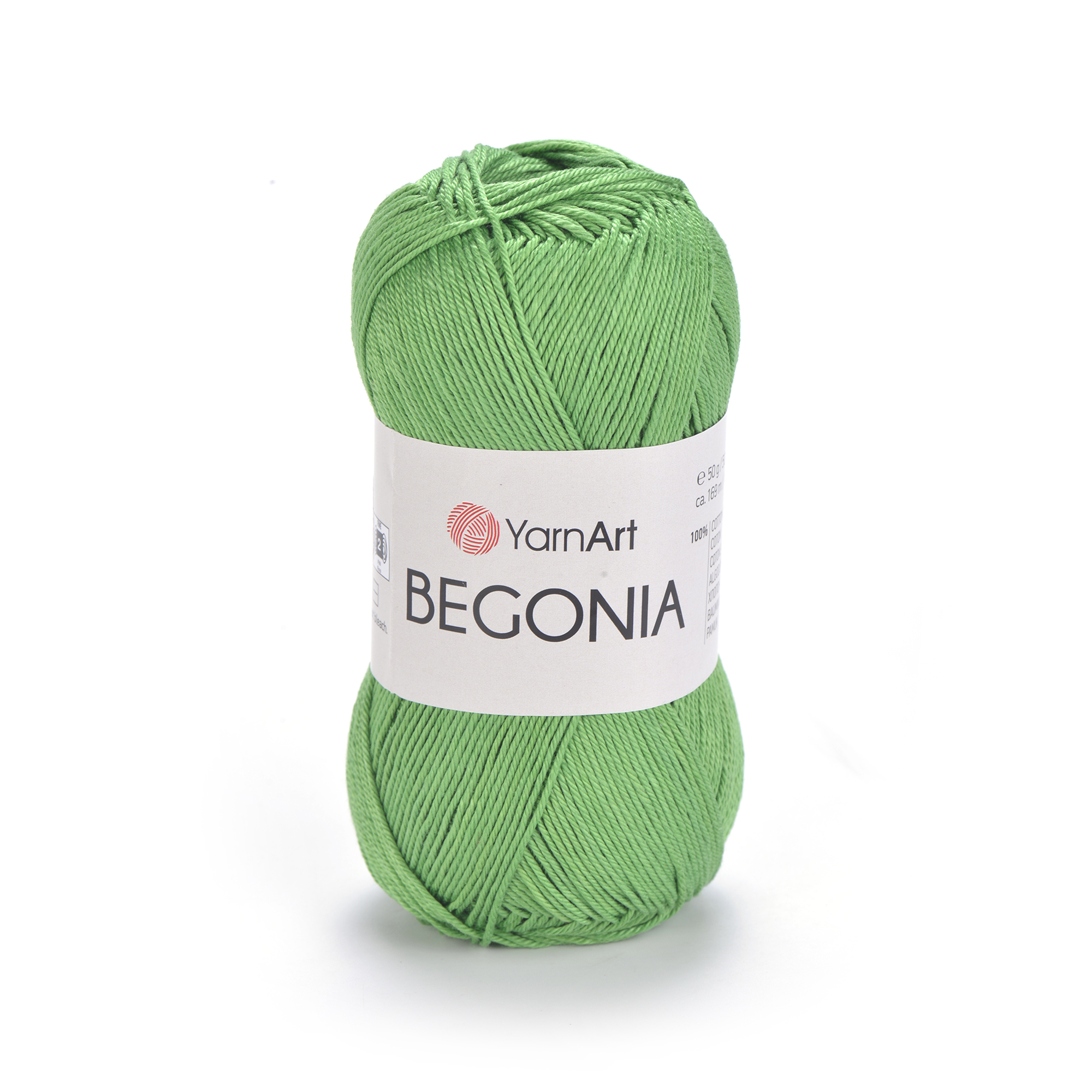 Пряжа 100% хлопок мерсеризованная, 6332 Зеленый, 169 м, TM YarnArt Begonia