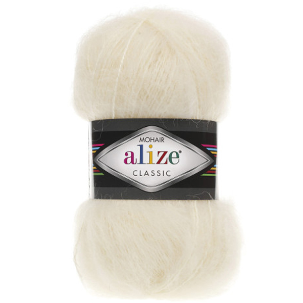 Пряжа мохер 01 Молоко, ТМ Alize - Mohair Classic