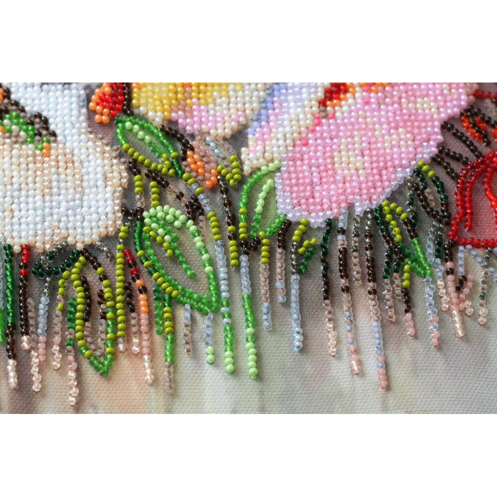 Набор для вышивки бисером на натуральном художественном холсте "Нежные цветы", AB-805 2