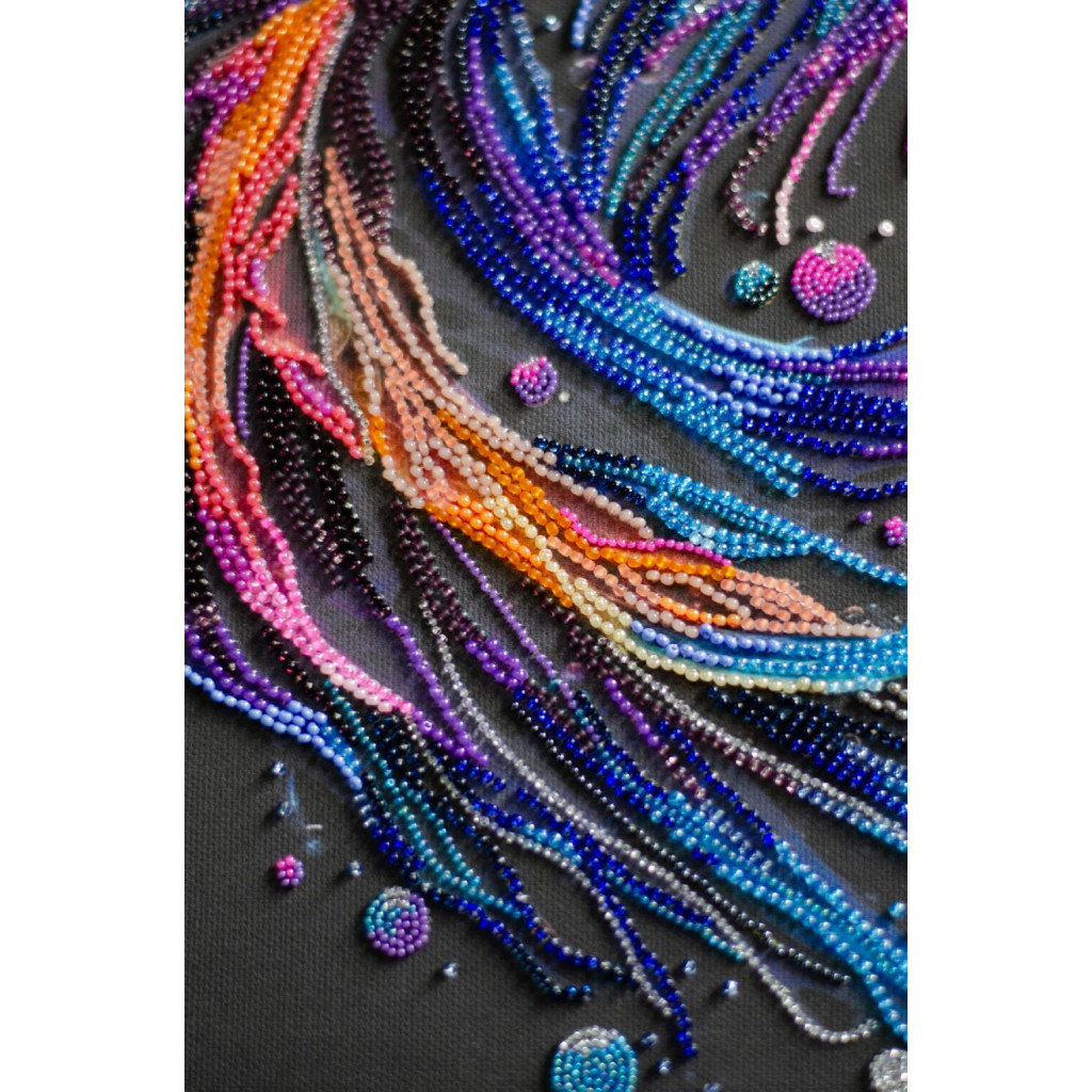 Набор для вышивки бисером на натуральном художественном холсте "Красочные волны". 3