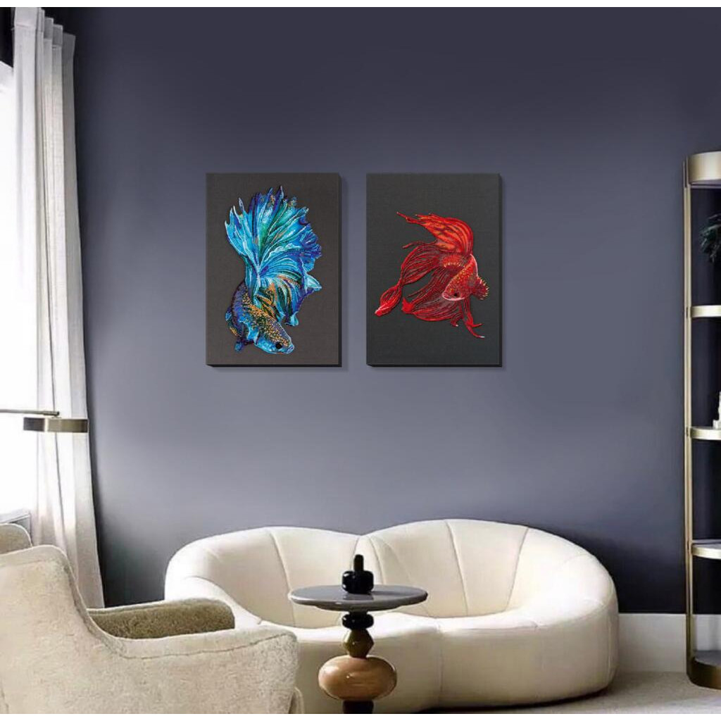 Набор для вышивки бисером на натуральном художественном холсте "Сине золото", AB-746 5