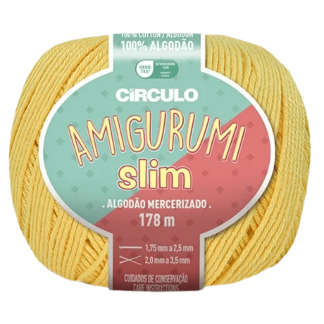 Пряжа 1205 Жовтий (100% бавовна ,70 г, 178 м, 6 мот. в уп), ТМ "Amigurumi Slim"