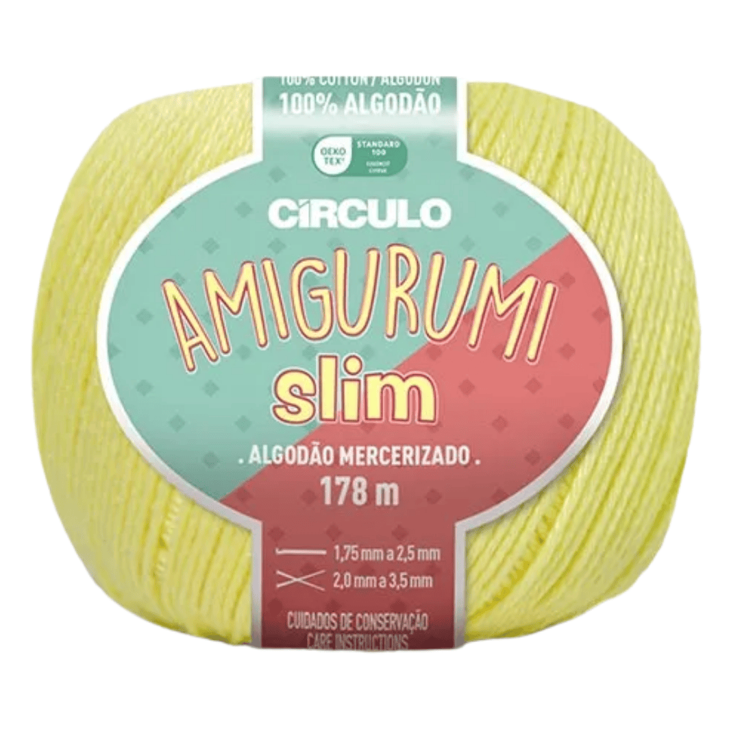 Пряжа 1730 Світло-жовтий (100% бавовна ,70 г, 178 м, 6 мот. в уп), ТМ "Amigurumi Slim"