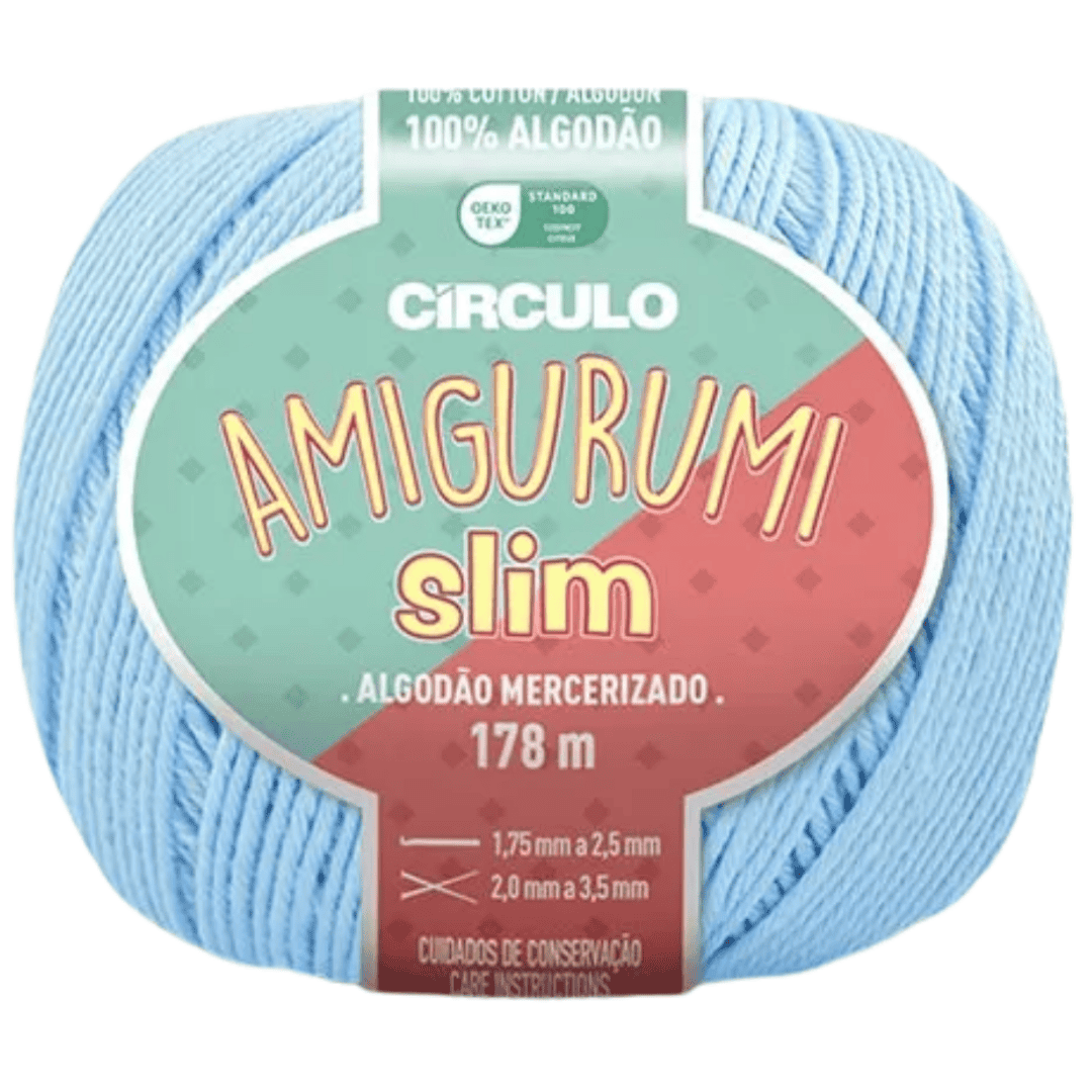 Пряжа 2012 Блакитний (100% бавовна ,70 г, 178 м, 6 мот. в уп), ТМ "Amigurumi Slim"