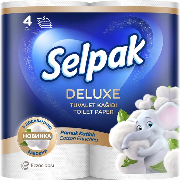 Папір туалетний SELPAK Deluxe білий, 4 шт. 32763400