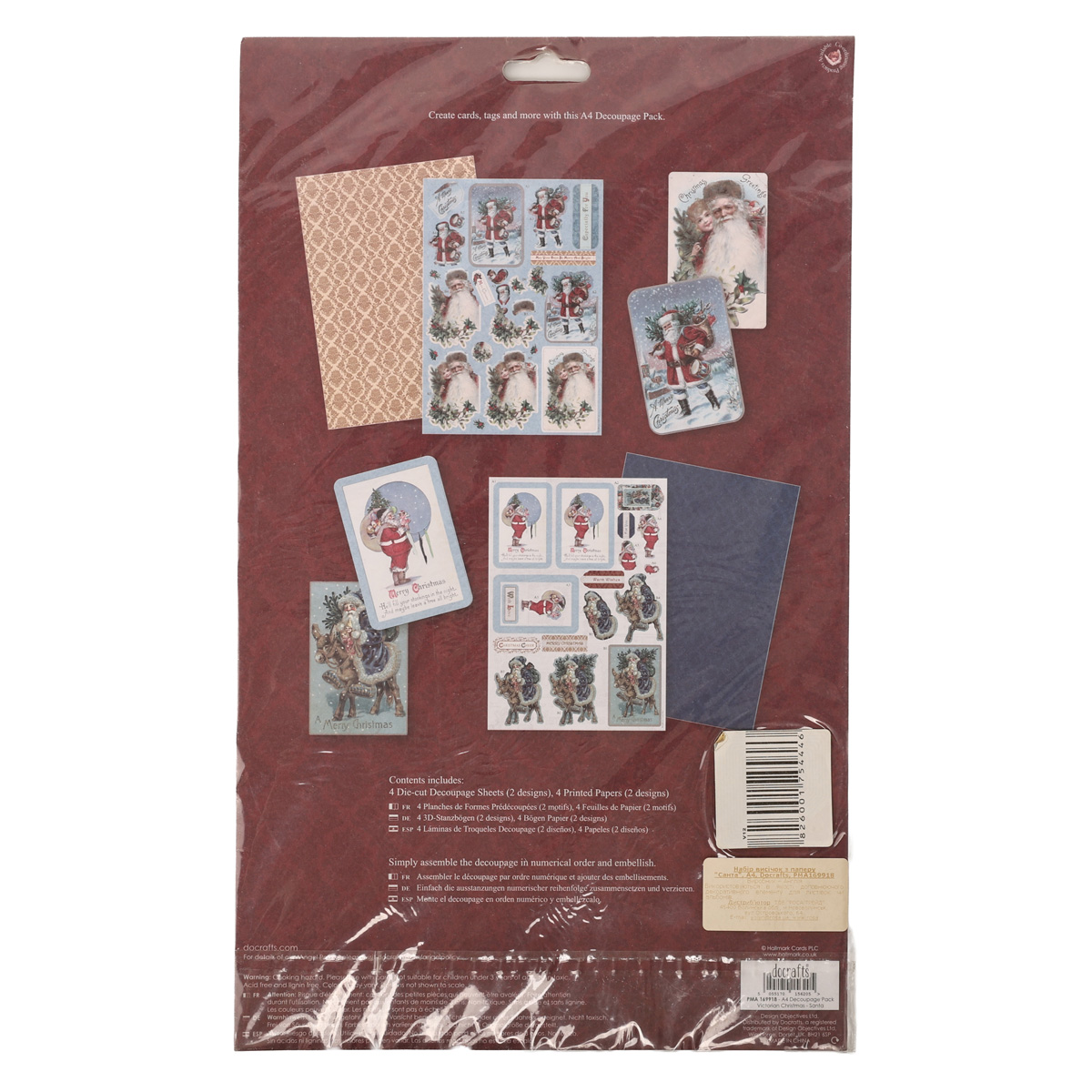 Набор высечек из бумаги "Санта", А4, PMA169918, Docrafts 1