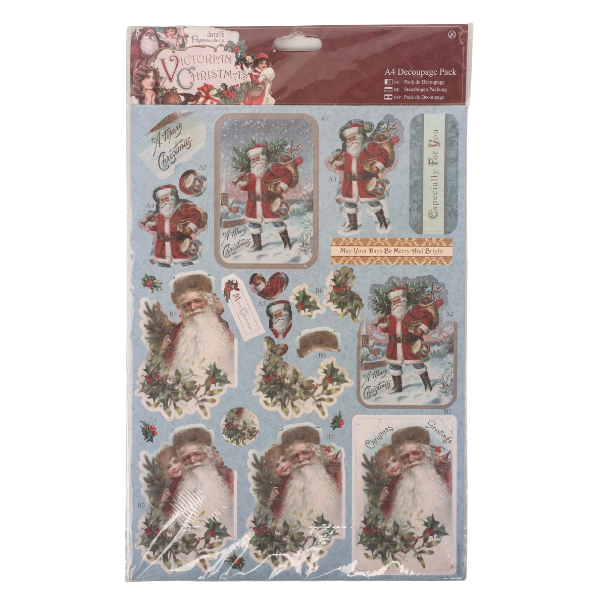Набор высечек из бумаги "Санта", А4, PMA169918, Docrafts