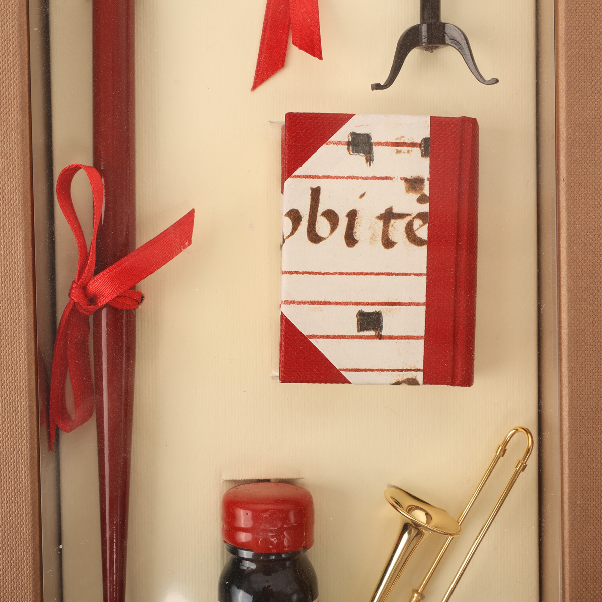 Подарунковий набір д/каліграфії "Музика" в коробці (тримач пера,чорнило,міні-тромбон,аксес.), 7744 2