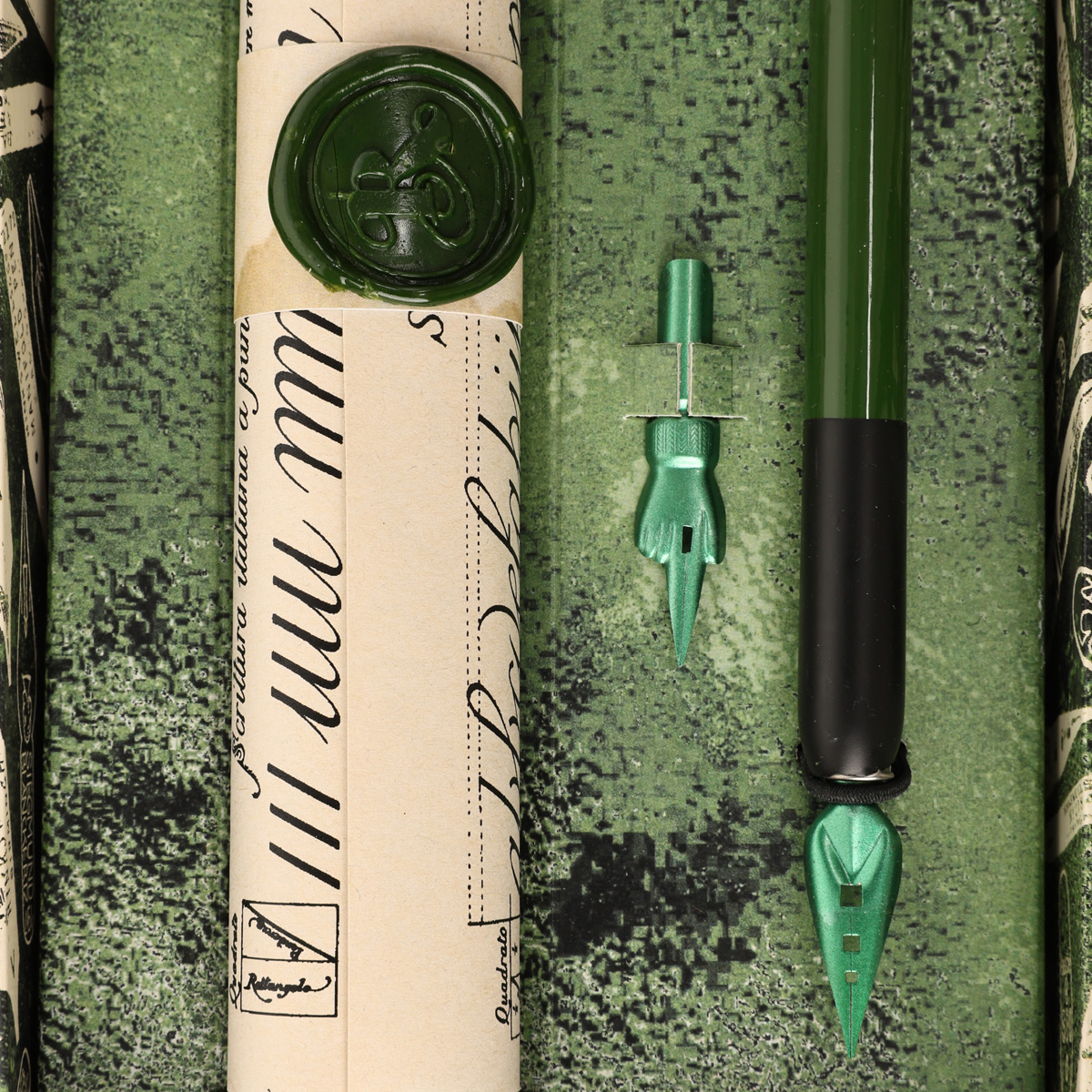 Подарунковий набір д/каліграфії в коробці (дерев.тримач пера, 3 накін.,пергам.,чорнило 10 мл.), 7751 2