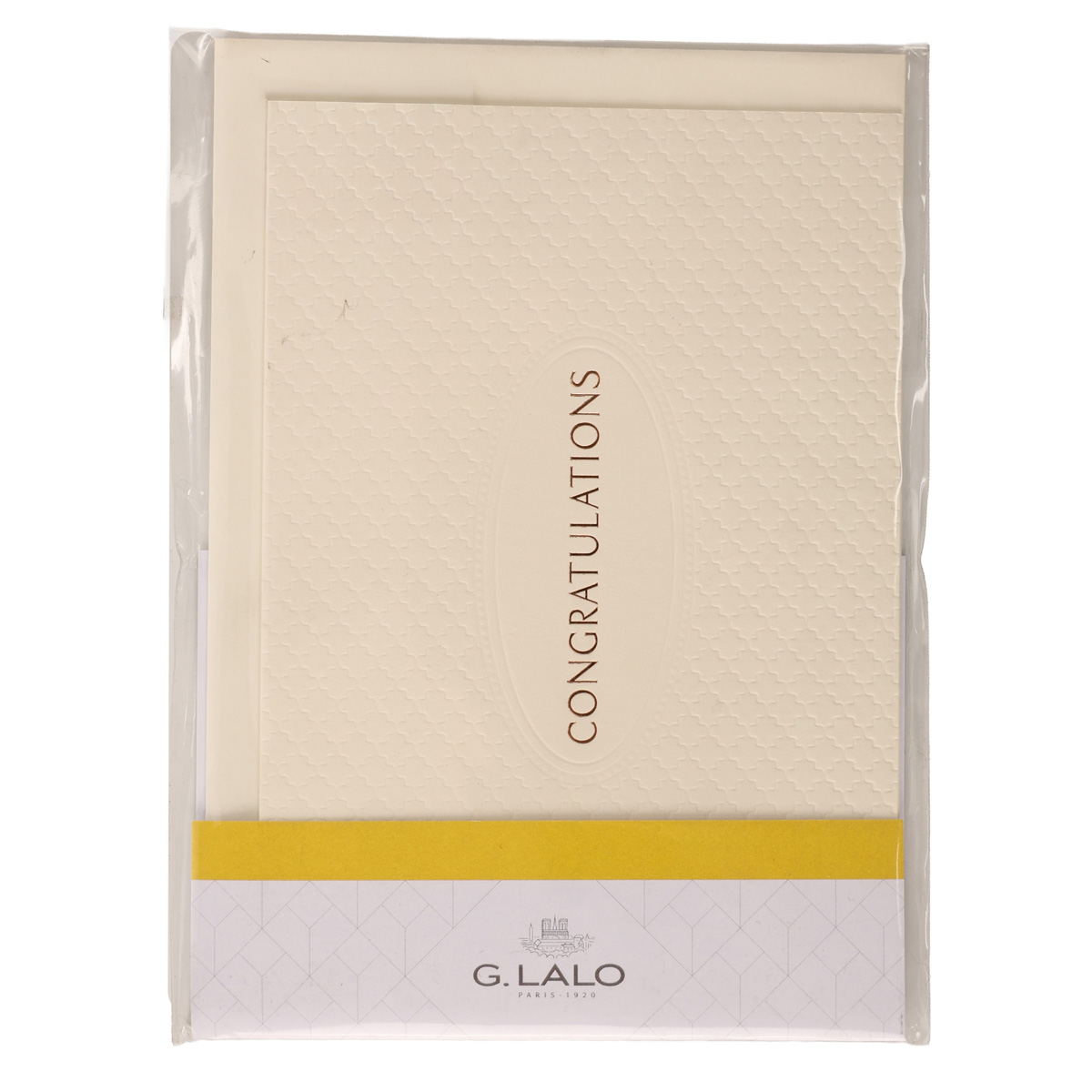 Набір з подвійної рельєфної карти-загот. 107*152 мм 320 г/м2 з написом "Congratulations" та конв. С6, кремовий, 60603L