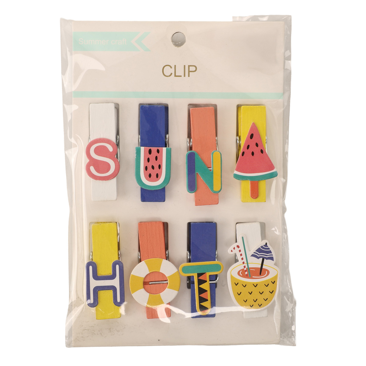 Набір прищіпок декоративних дерев`яних, 8 шт. (2 види в асорт.),119000020