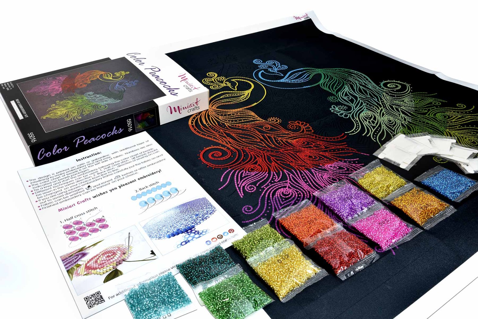 Набор для вышивания Цветные павлины, 55016, Miniart-Crafts 3