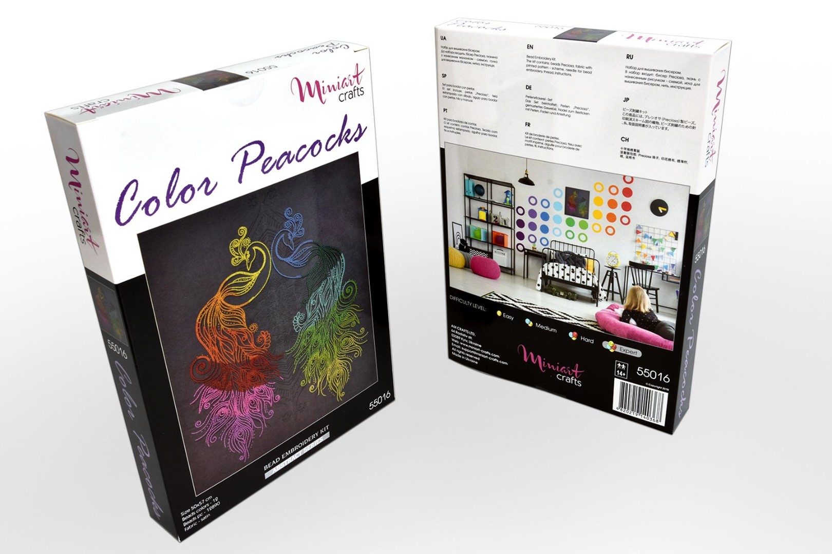 Набор для вышивания Цветные павлины, 55016, Miniart-Crafts 5