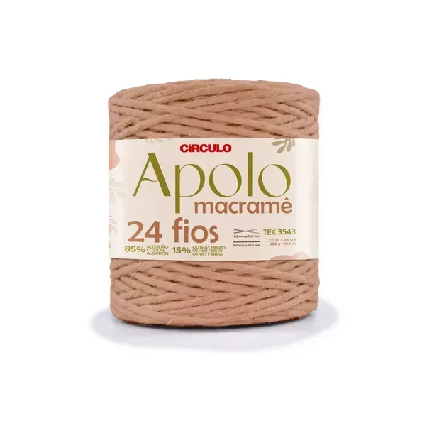 Пряжа 7725 Персиковий (85% бавовна, 15% інші волокна, 800г, 225 м 1 шт), ТМ "Apolo Macrame"