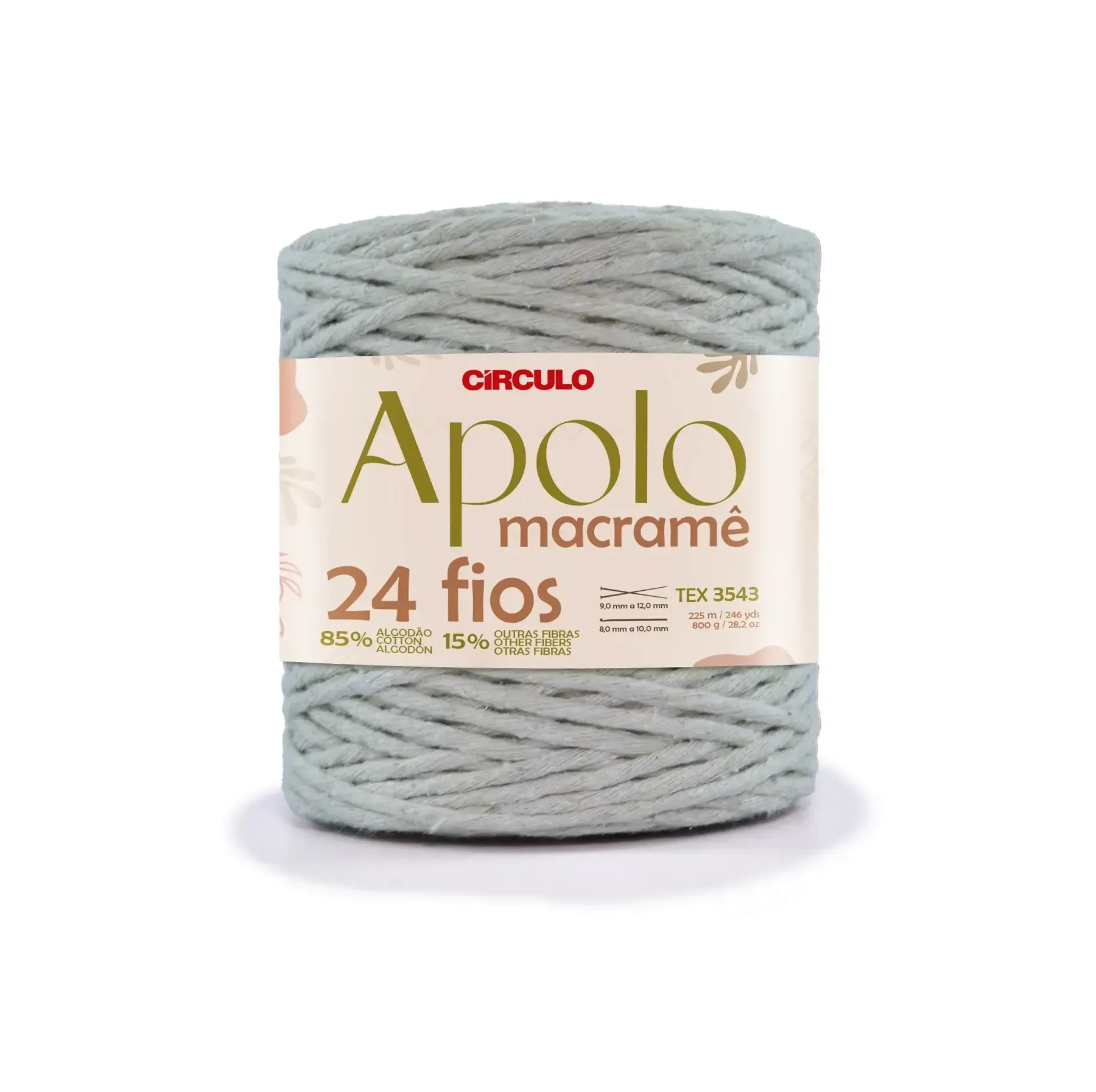 Пряжа 8473 Сірий (85% бавовна, 15% інші волокна, 800г, 225 м 1 шт), ТМ "Apolo Macrame"