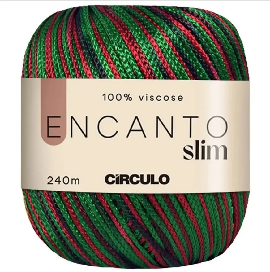 Пряжа 9055 Красно-зеленый, черный (100% вискоза, 100гр. 240м 6 мот. в уп), ТМ "ENCANTO SLIM"