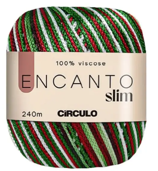 Пряжа 9070 Белый, красный, зеленый (100% вискоза, 100гр. 240м 6 мот. в уп), ТМ "ENCANTO SLIM"