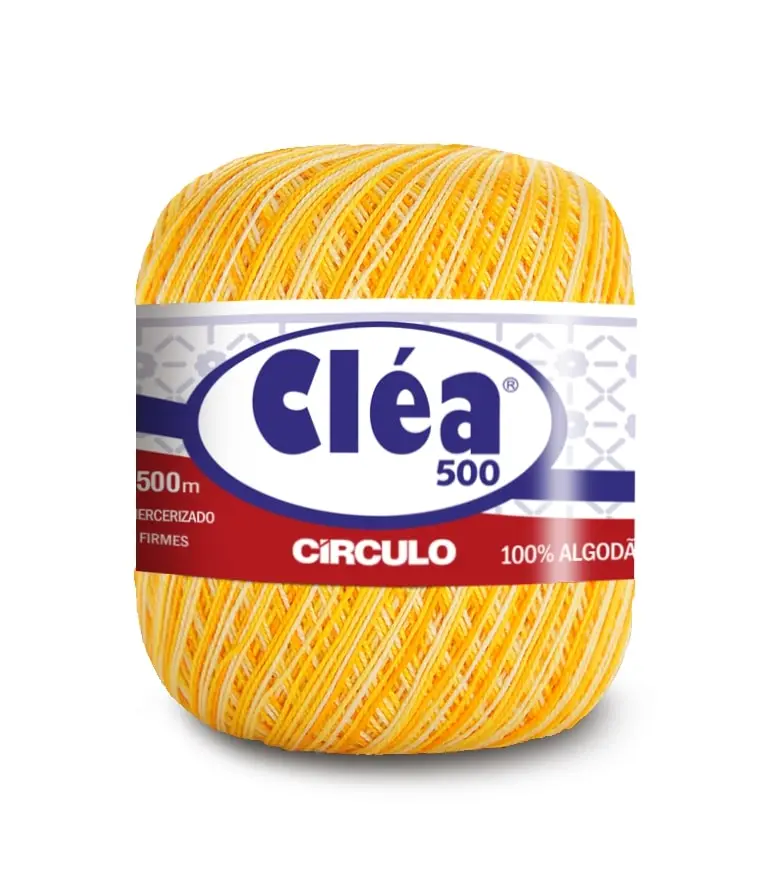 Пряжа 9368 Желтый разноцветный (100% мерс.хлопок, 76гр. 500м. 6 мот. в уп), ТМ "CLEA 500"