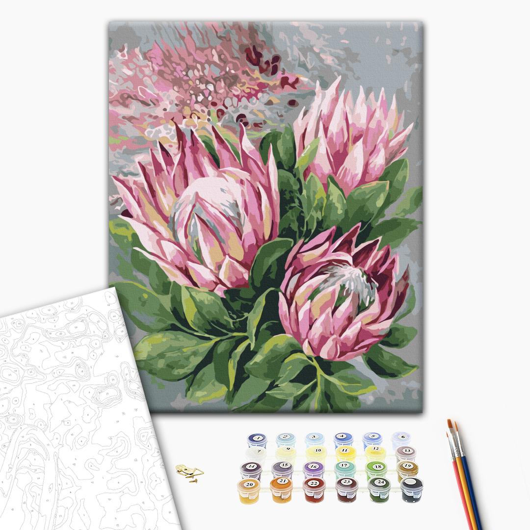 Картина по номерам 40*50 см "Розовые протеи ©Анна Иноземцева", BS54555 1