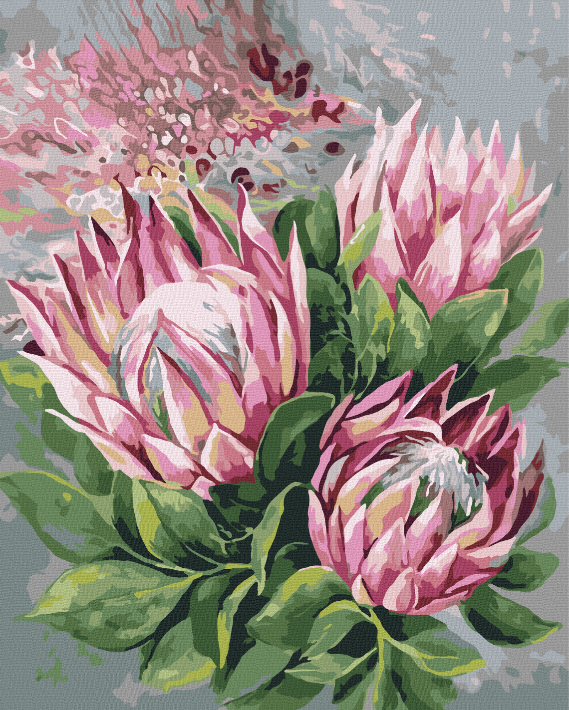 Картина по номерам 40*50 см "Розовые протеи ©Анна Иноземцева", BS54555