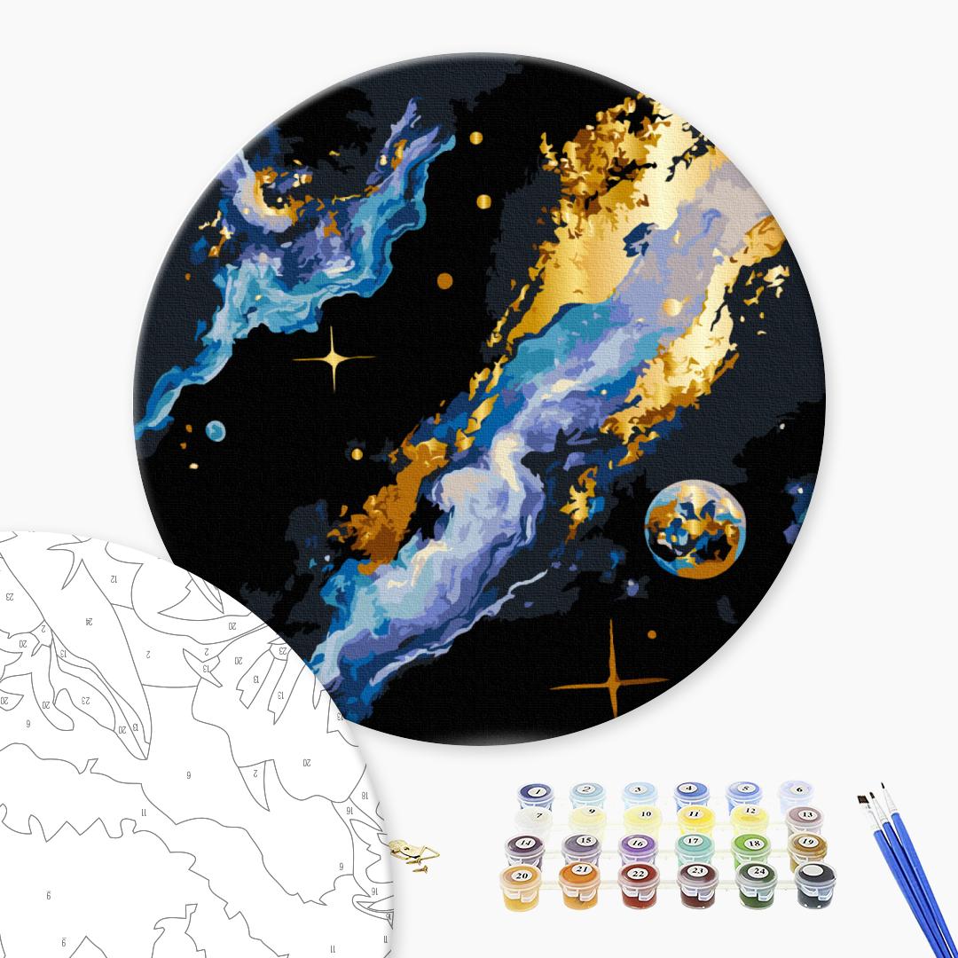 Картина по номерам Ø 40 см "Космос" на черном полотне, RCB00118L 1