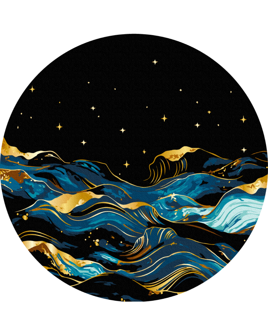 Картина по номерам Ø 30 см "Ночной океан" на черном полотне, RCB00124M