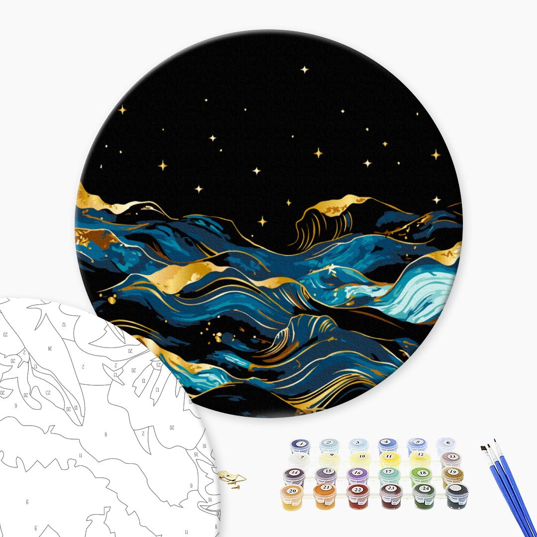 Картина по номерам Ø 30 см "Ночной океан" на черном полотне, RCB00124M 1