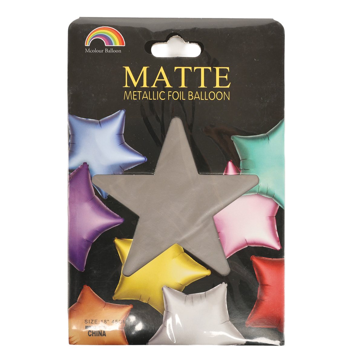 Воздушный шар матовый Звезда, серебро, 51-19530 1