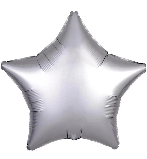 Воздушный шар матовый Звезда, серебро, 51-19530
