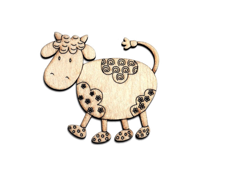 Заготовка магнита деревянная "Коровка" 85*80 мм, ZS041