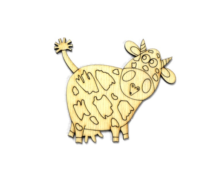 Заготовка магнита деревянная "Буренка" 85*80 мм, ZS043