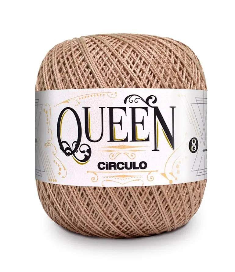 Пряжа 7650 Бежевый (100% египет.хлопок, 100гр. 678м. 6 мот. в уп), ТМ "QUEEN 8"